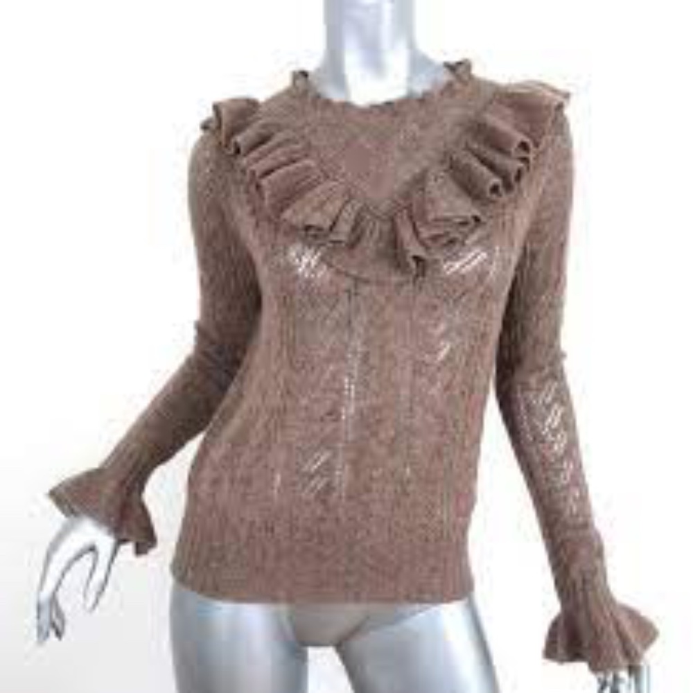 ULLA JOHNSON CASHMERE SWEATER SM HEATHER BROWN